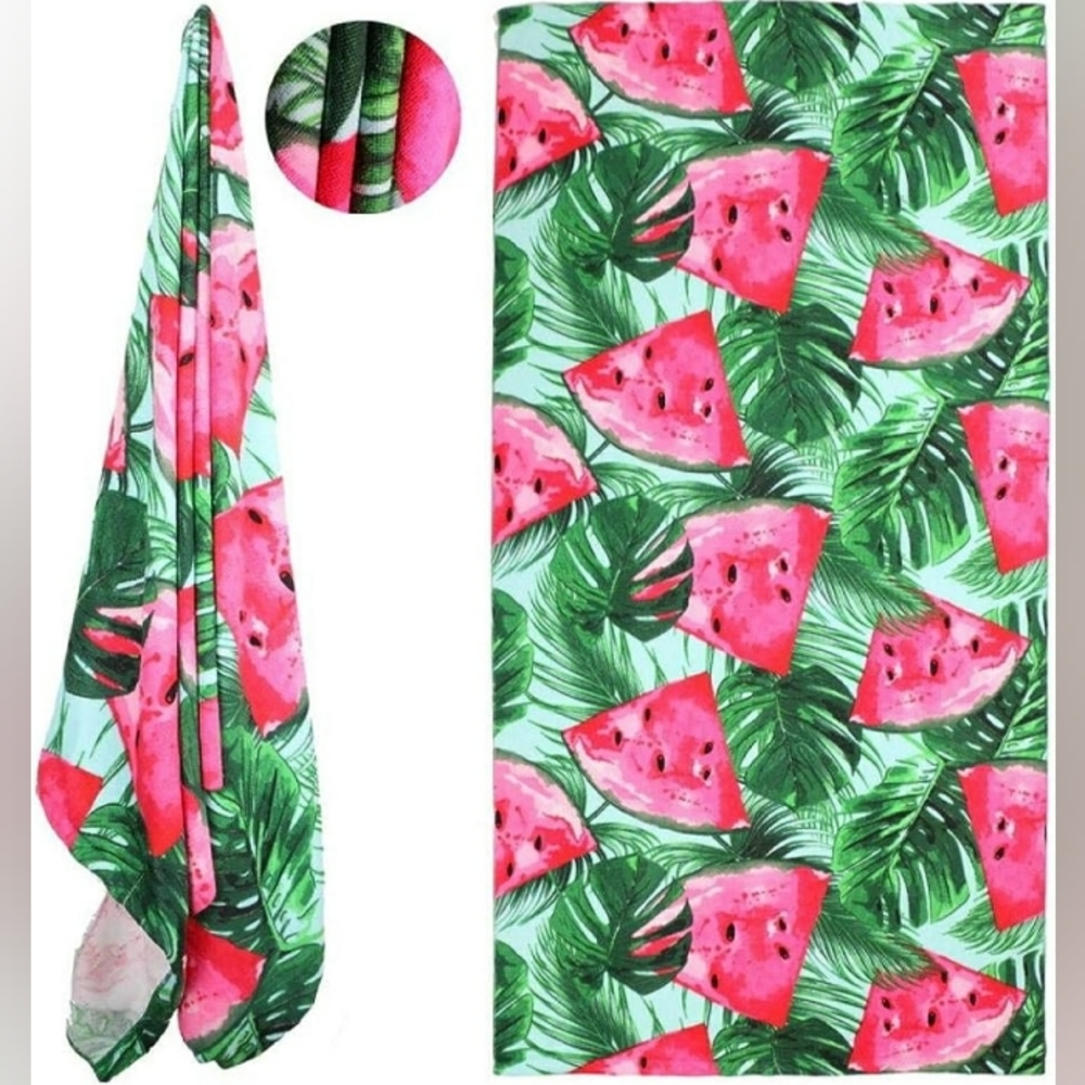 ● NWT Watermelon Microfiber Pool Sandproof Beach Towel - Picture 2 of 12